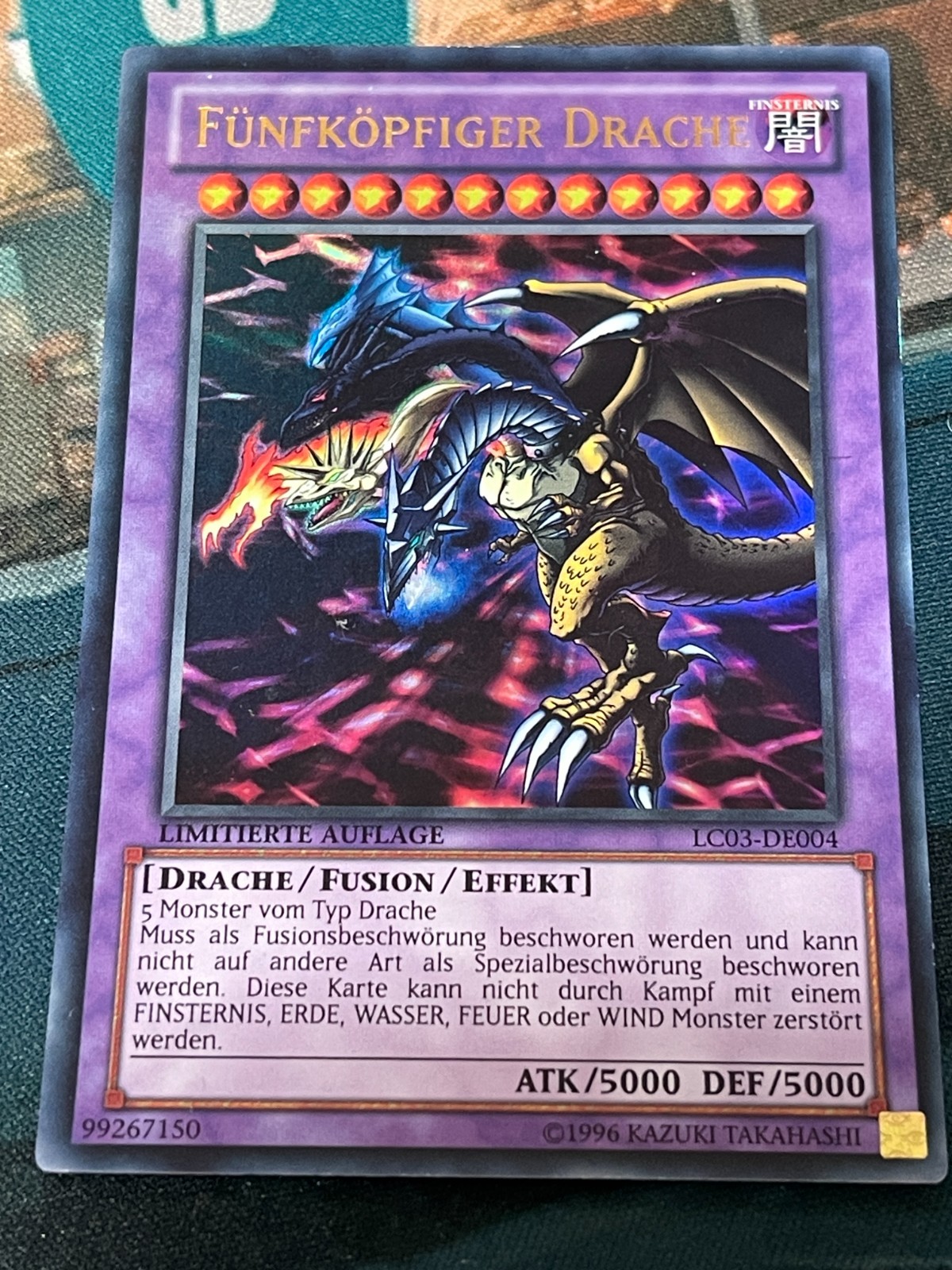 Drago a cinque teste LC03-DE004 ultra raro tedesco EX YUGIOH