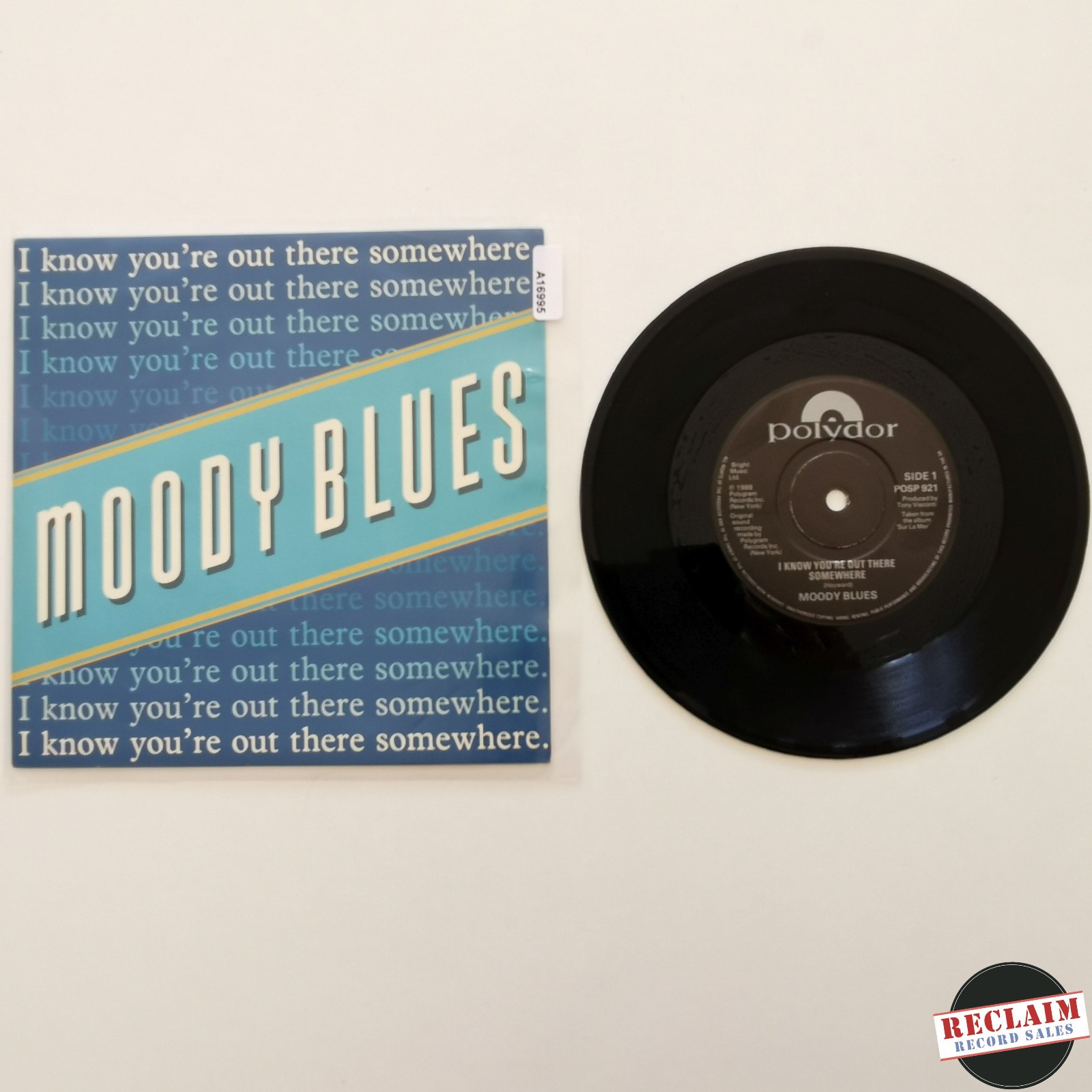the moody blues - i know you're out there somewhere 7" vinyl record VG