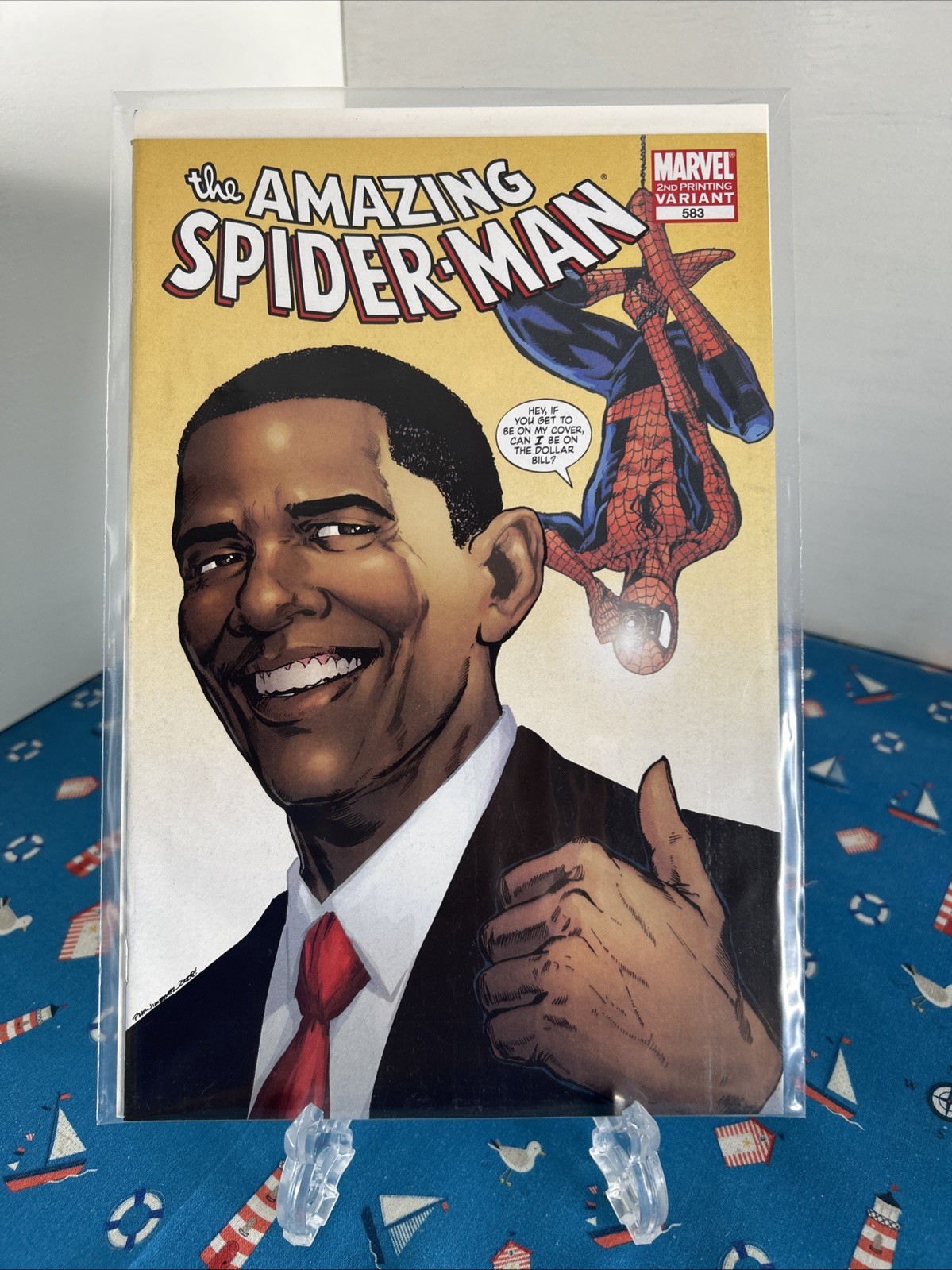 AMAZING SPIDER-MAN #583 Second Print Variant President Obama Cover - MINT