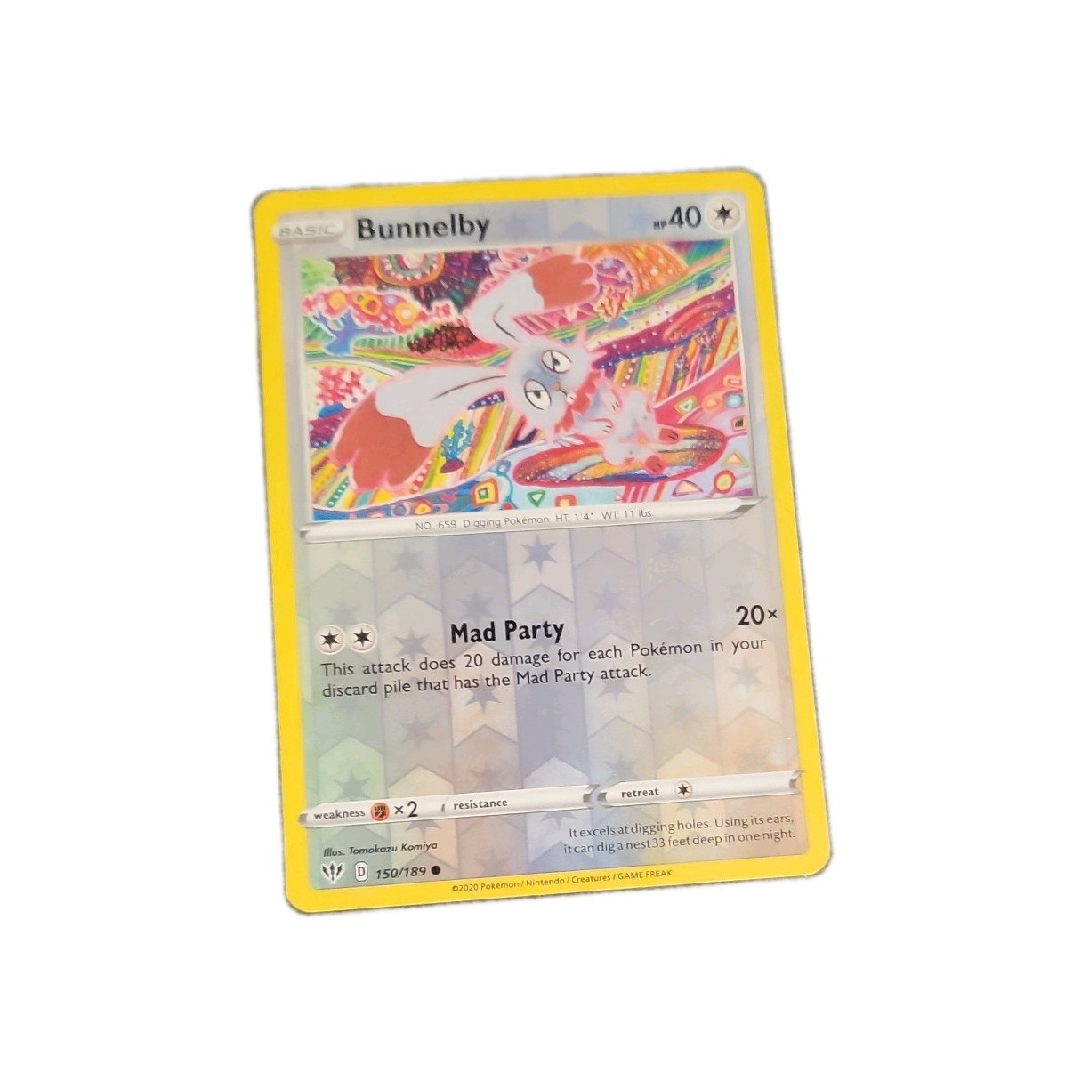 Bunnelby 150/189 Swsh03: Darkness Ablaze Reverse Holo FP NM