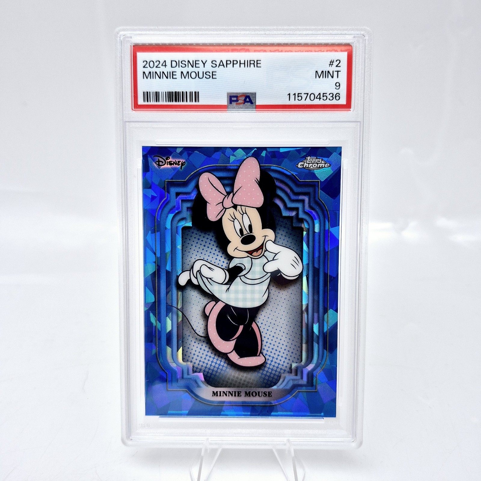 2024 Topps Chrome Disney Zaffiro Minnie Mouse #2 PSA 9 Blu