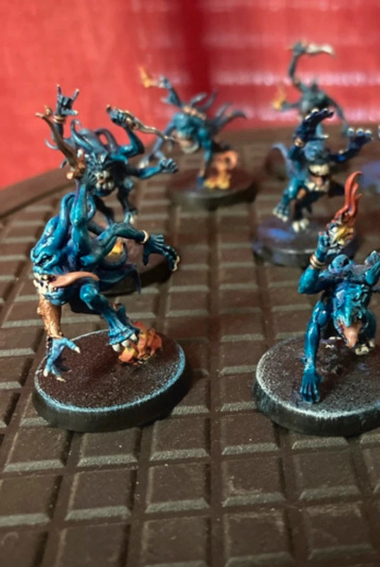 9 Blue horrors of Tzeentch Warhammer kaos age of sigmar chaos original miniature