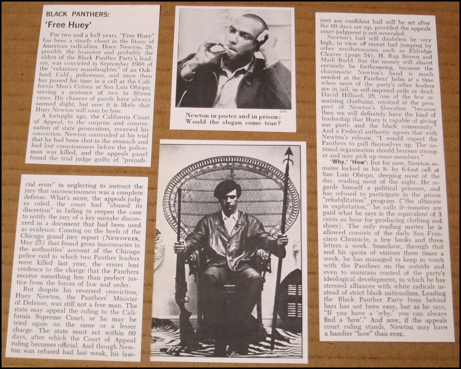 1970 Huey P. Newton Newsweek Clipping Article Photo Black Panther Party Panthers
