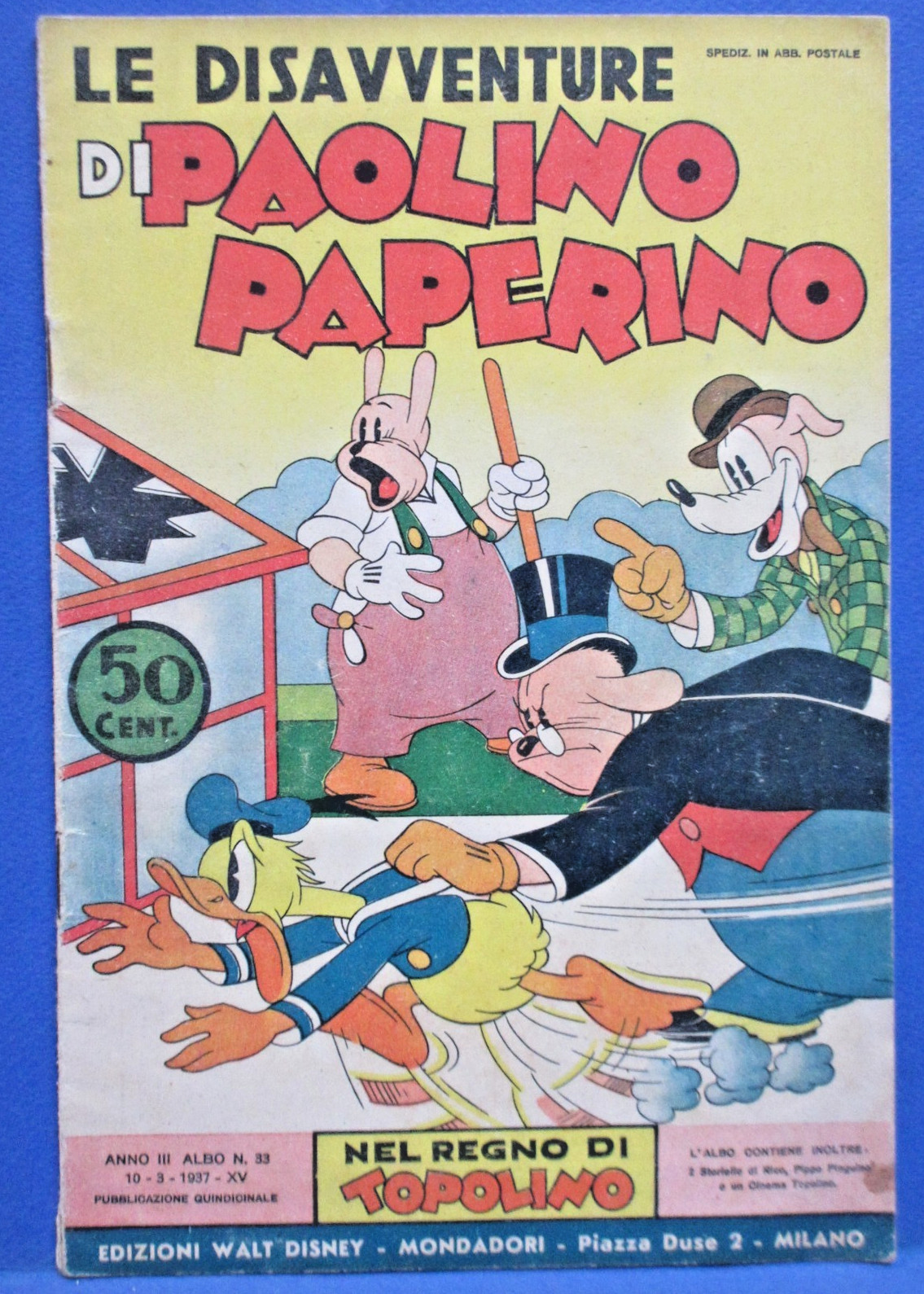 DISAVVENTURE PAPERINO Nel Regno di Topolino 33 DISNEY MONDADORI 1937 ottimo !!