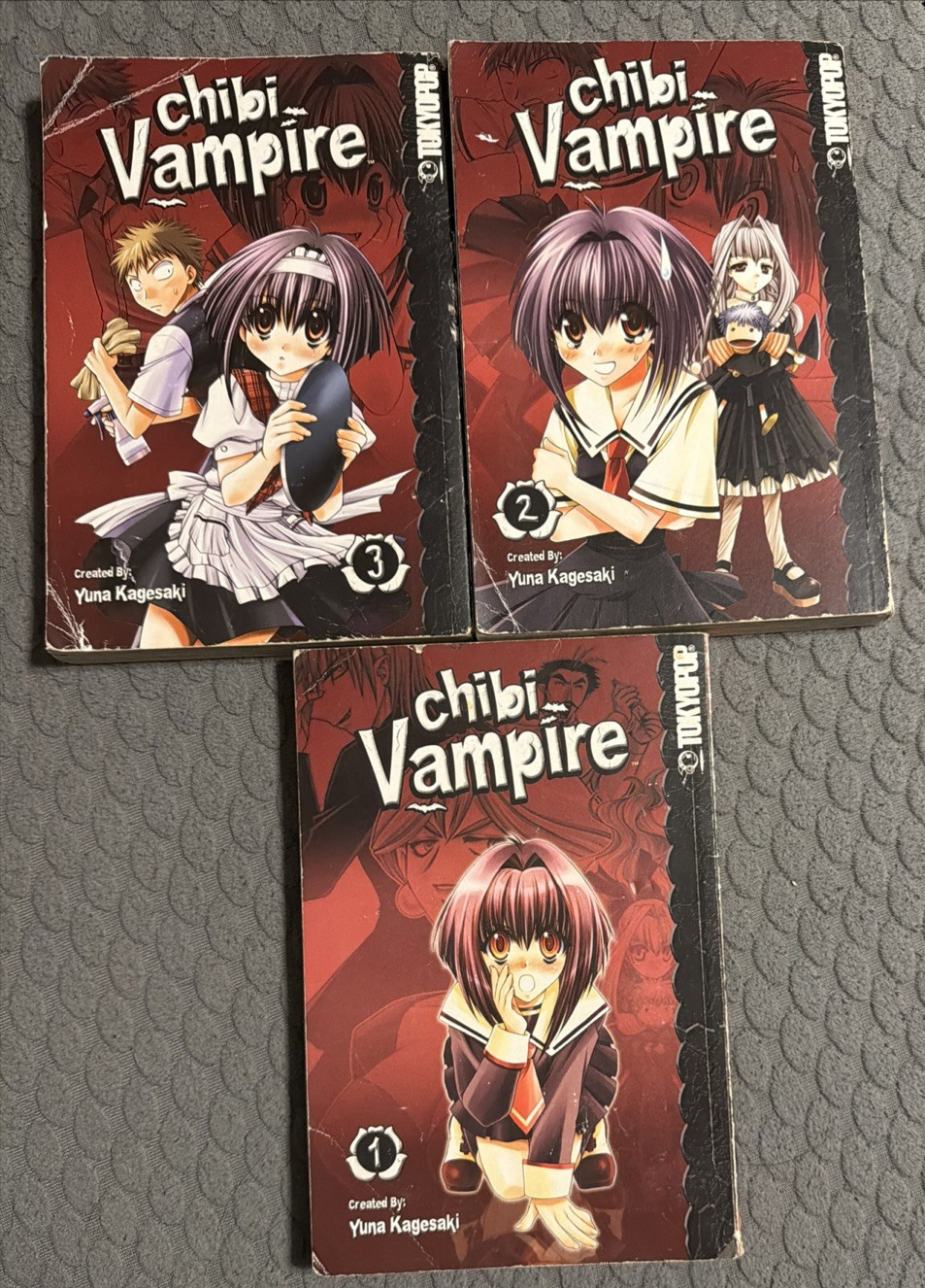 Lotto manga vampiri Tokyopop Chibi vol 1-3 copertina morbida Yuna Kagesaki