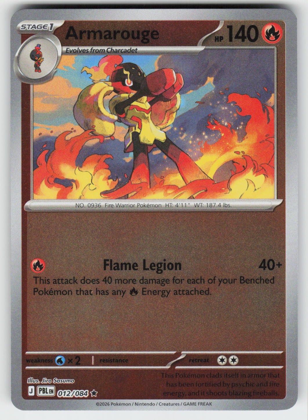 Armarouge Reverse Holo Rare ME05: Pitch Black 012/084 NM