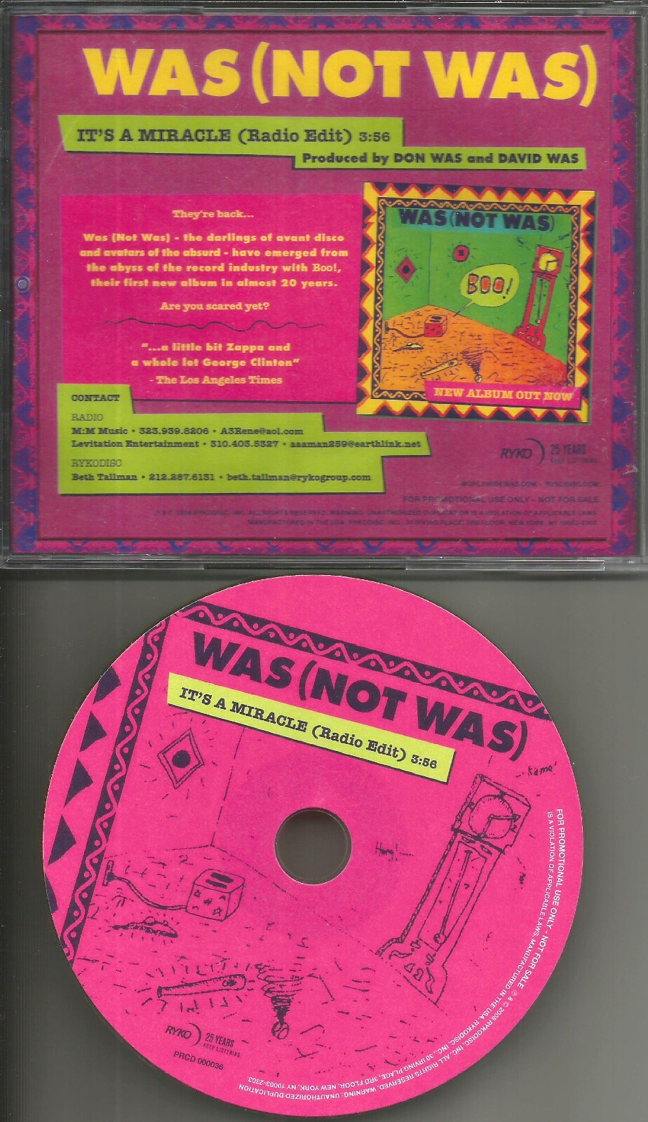 Don WAS NOT WAS It’s A Miracle w/ RARE RADIO EDIT PROMO DJ CD Single 2008 MINT