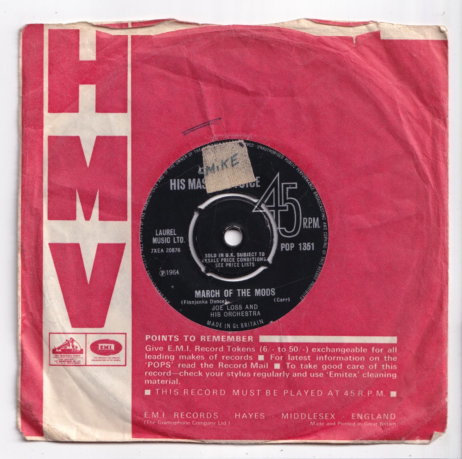 (AV495) Joe Loss & His Orchestra, March Of The Mods - 1964 - 7 inch vinyl