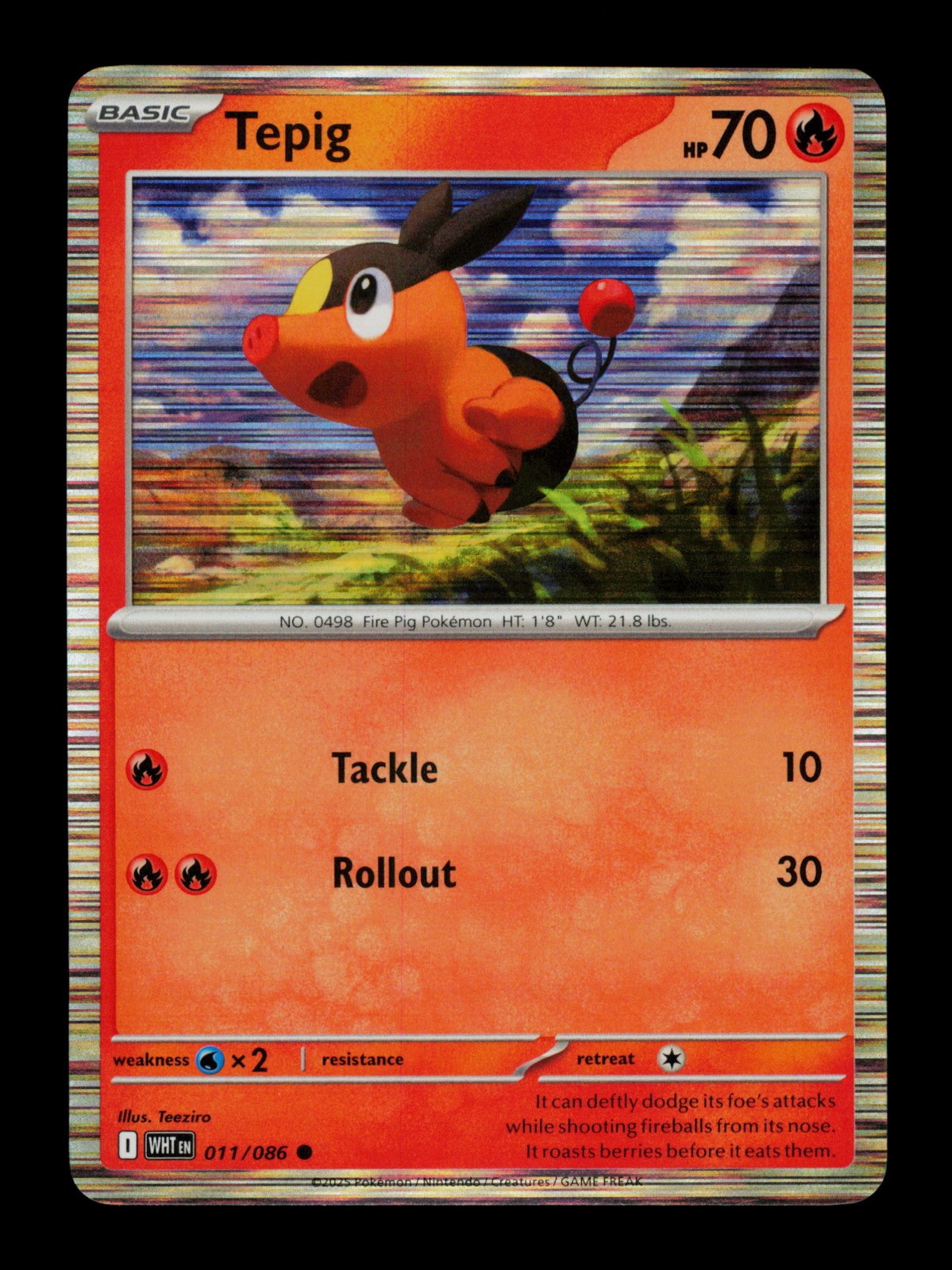 Tepig 011/086 White Flare Holo Pokemon TCG