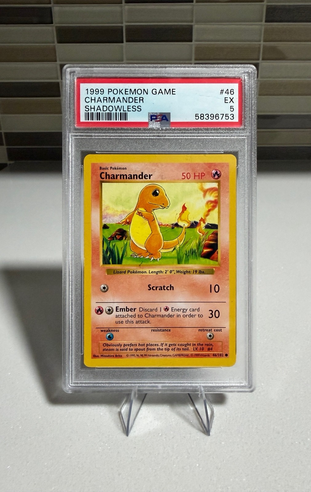 1999 Pokemon Charmander 046/102 Base Set Shadowless Vintage