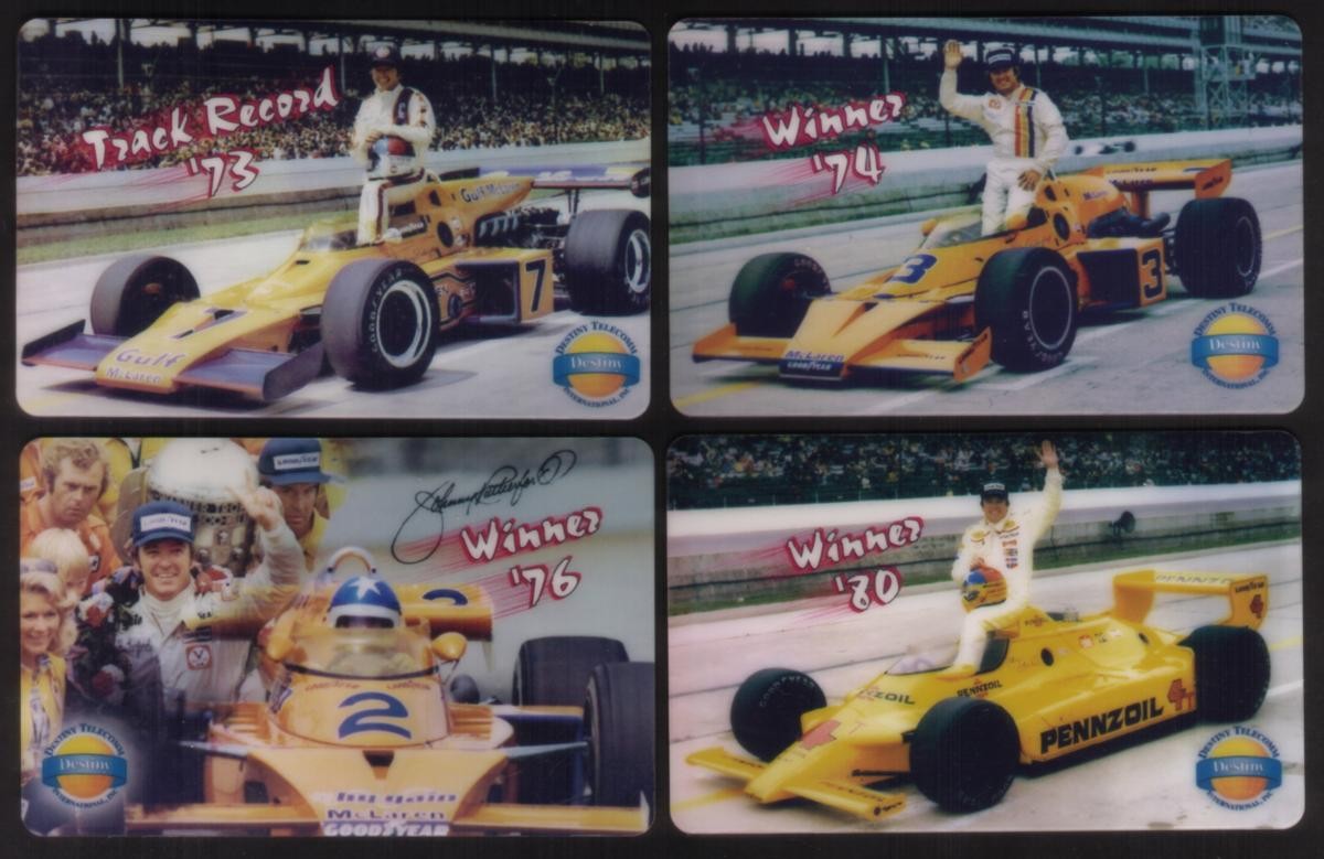 Johnny Rutherford Auto Racing Serie W/ Indy Gara Auto 4 Diff Usato Telefono Card