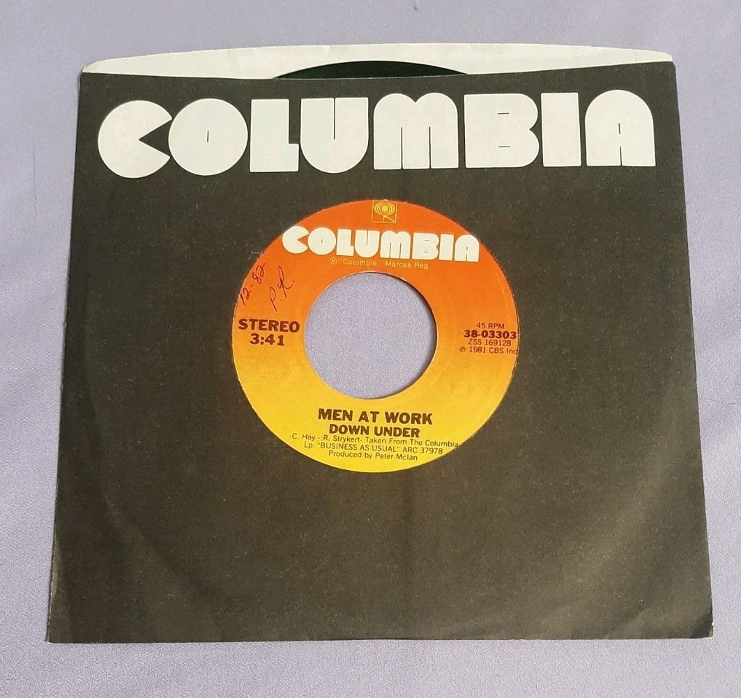 Men At Work 45 Down Under / Crazy Columbia 38-03303 vg+