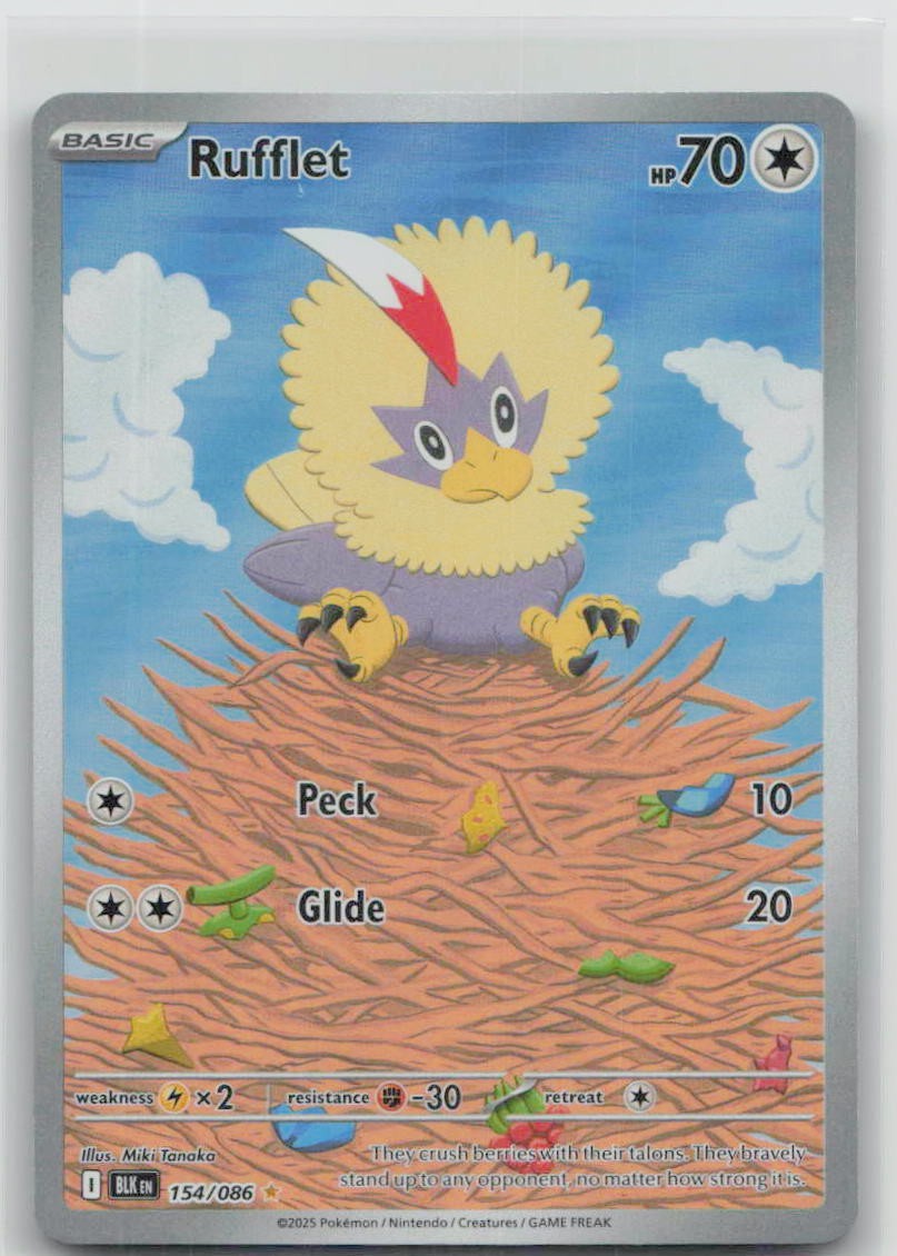 Rufflet 154/086 Holo Illustration Rare Black Bolt Pokemon Near Mint