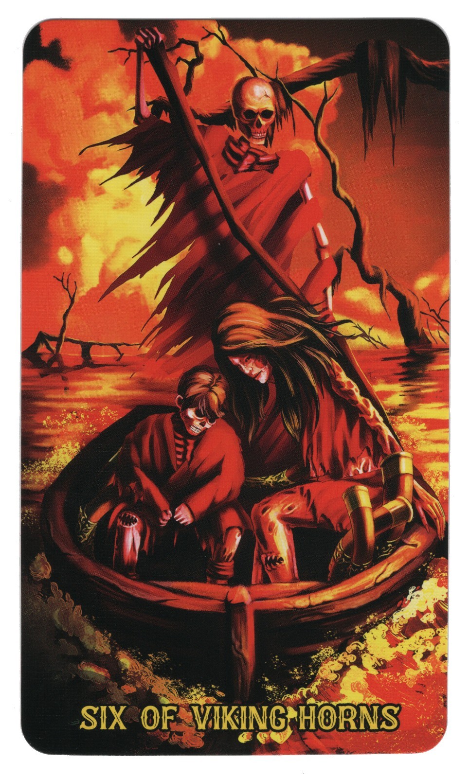Sei di corni vichinghi (spade), Path of Horror carta dei tarocchi a scambio singolo, 23/4" x 43/4"