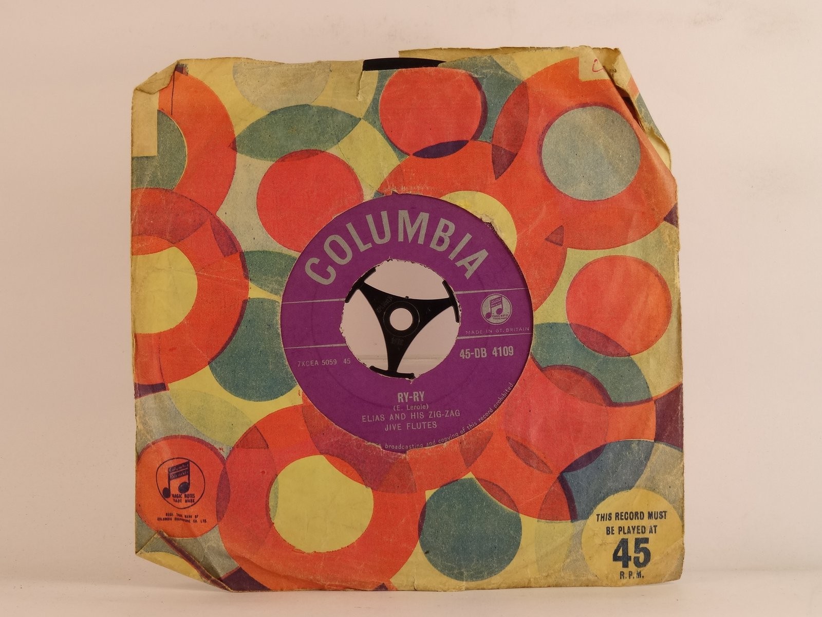 ELIAS AND HIS ZIG ZAG JIVE FLUTES RY RY (111) 2 Track 7" Single including Compan