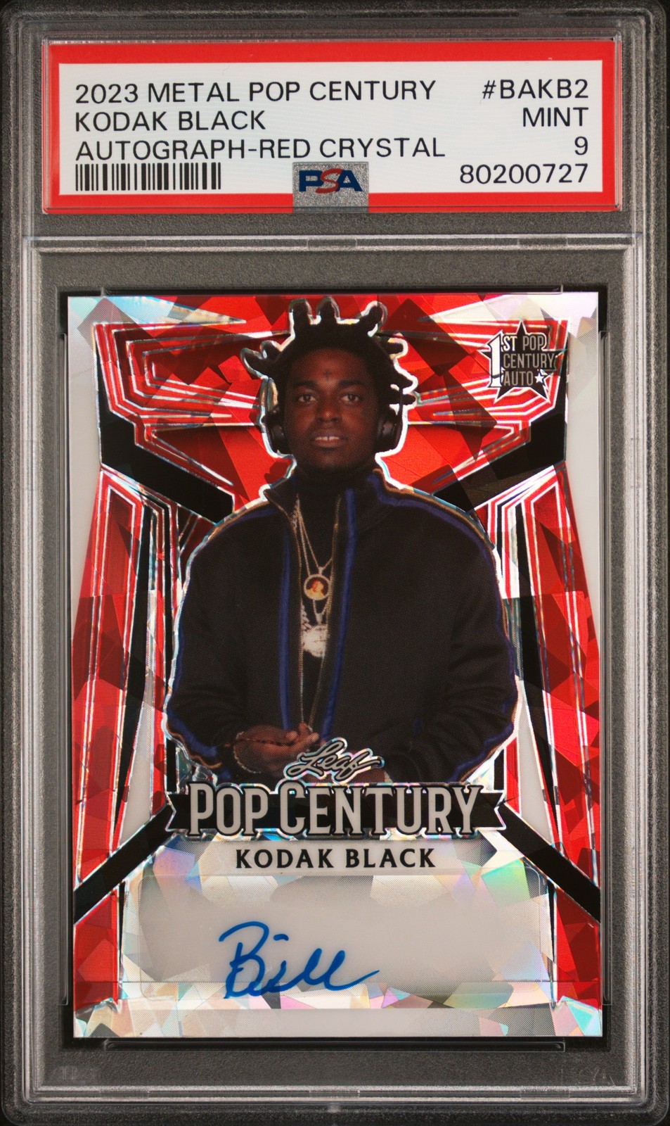 2023 FOGLIA METALLO POP CENTURY AUTO CRISTALLO ROSSO #BAKB2 KODAK NERO 1/3 PSA 9