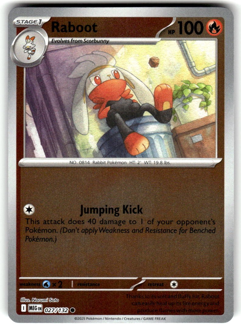 Raboot Reverse Holo Common Mega Evolution 027/132 quasi nuovo
