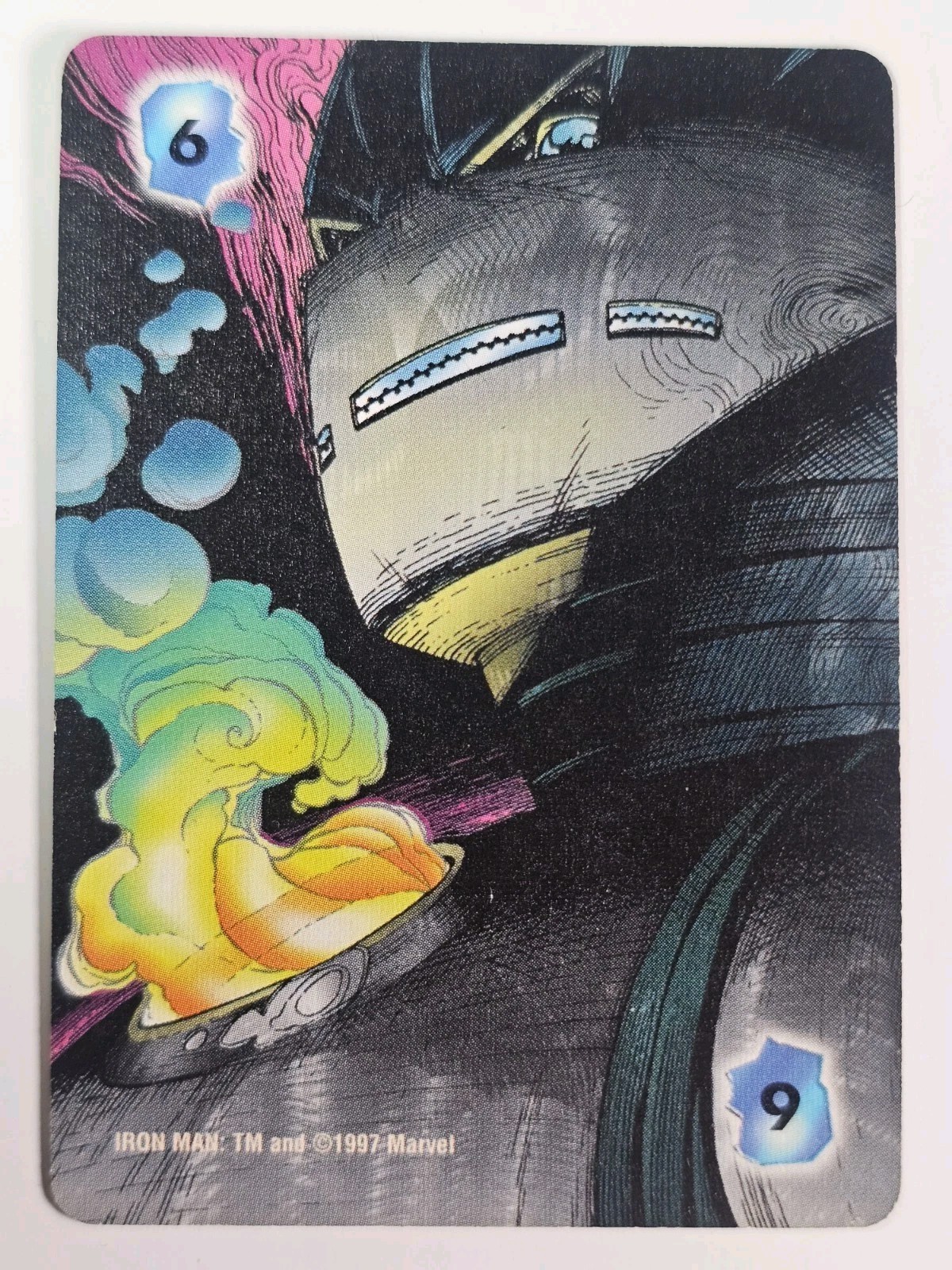 1997 Fleer Marvel Overpower Monumental OverPower  Iron Man / +6 Intellect UNC