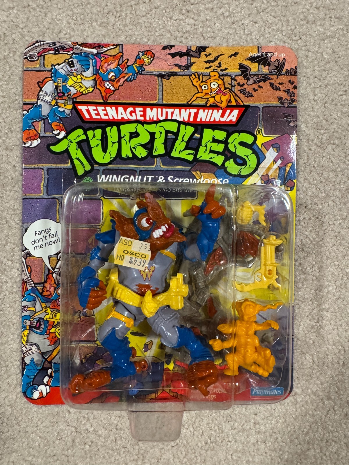 TMNT Wingnut & Screwloose 1990 non perforato MOC MOSC 5103 Tartarughe Ninja Playmates