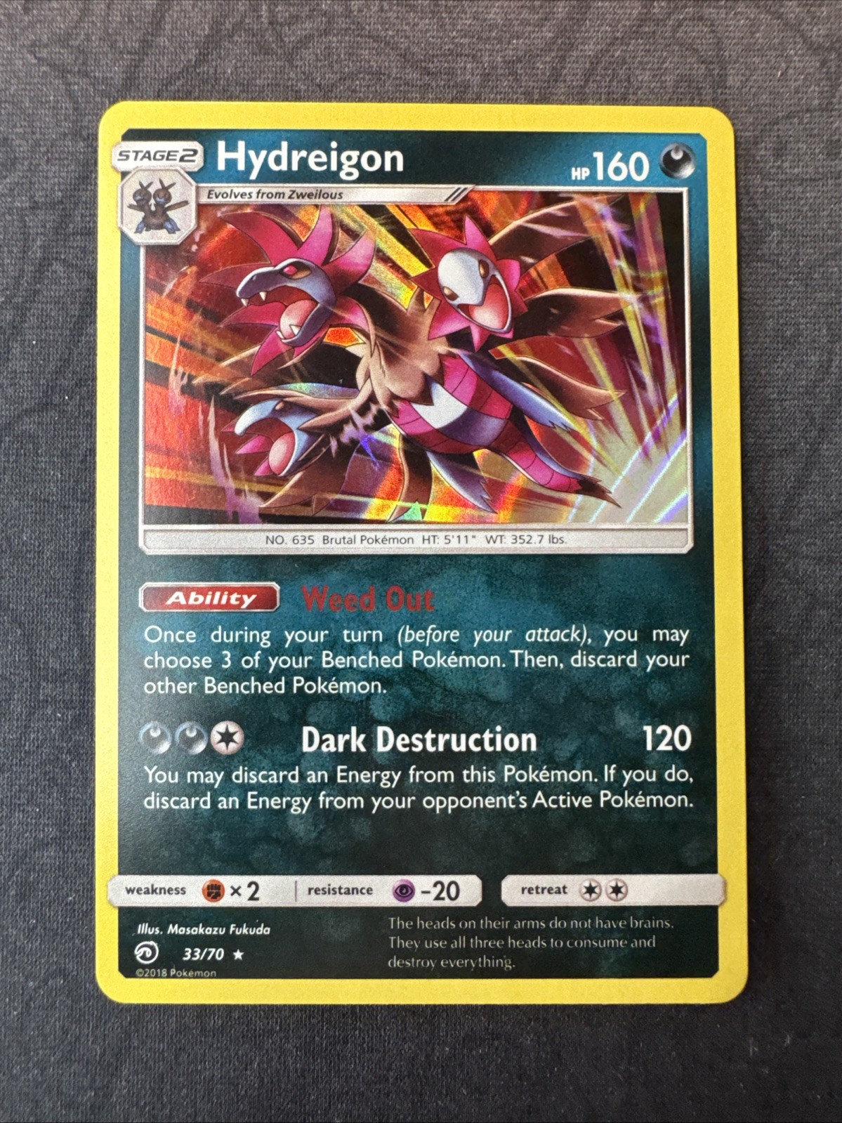 Hydreigon 33/70 Dragon Majesty Holo Sole e Luna Pokemon MJ