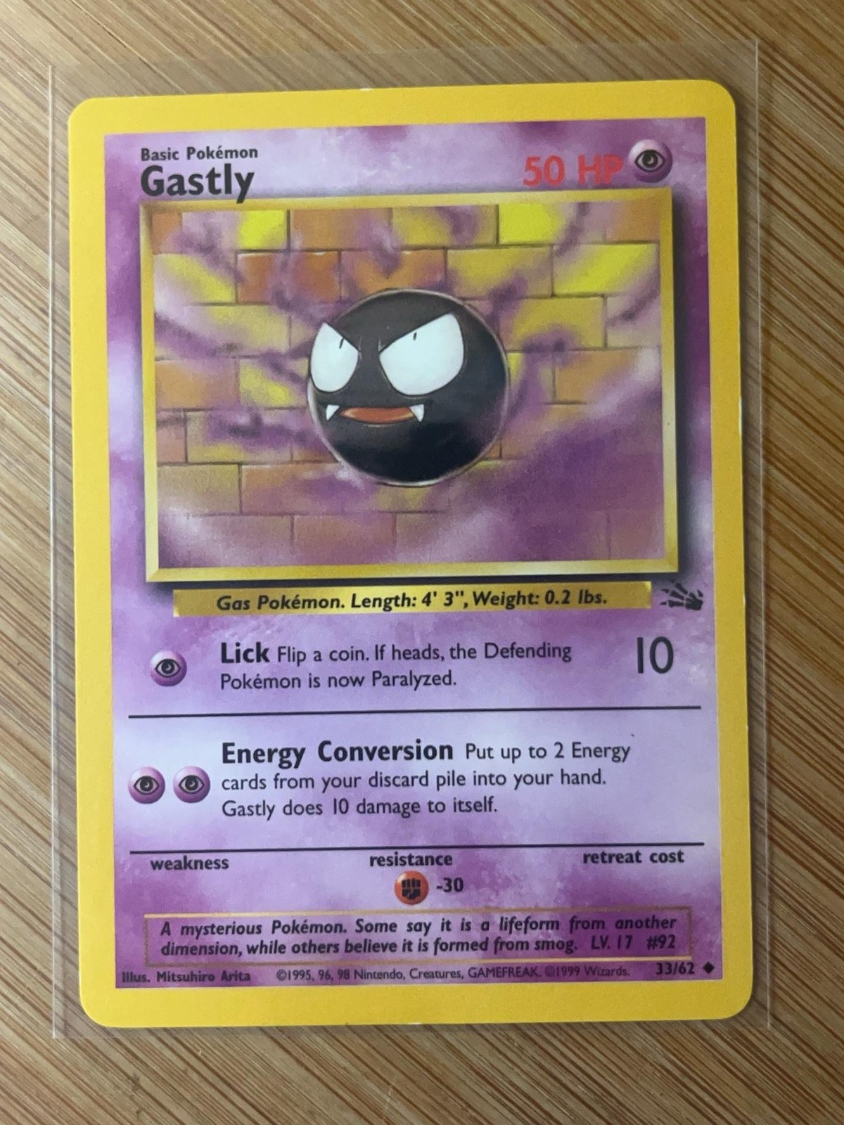 Pokemon TCG Gastly 33/62 fossile comune psichico moderatamente giocato EN WOTC