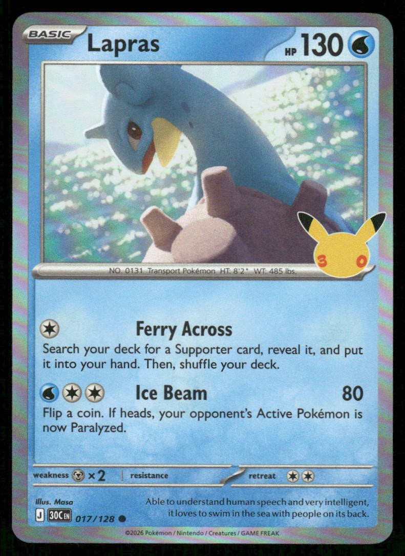 Lapras 017/128 Common ME: 30° Celebrazione Pokemon Holo Near Mint #3
