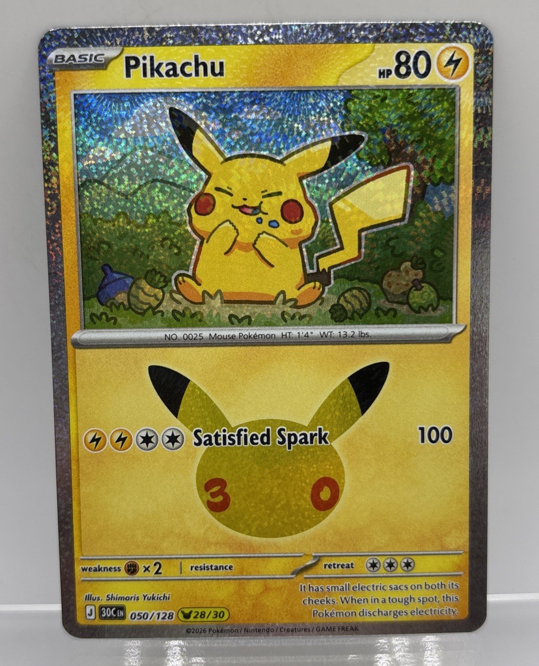 Carta Pokemon Pikachu 30° Anniversario 050/128 (28/30)