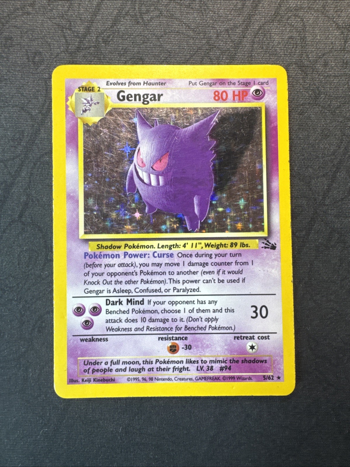 Gengar 5/62 Fossil Holo Pokemon