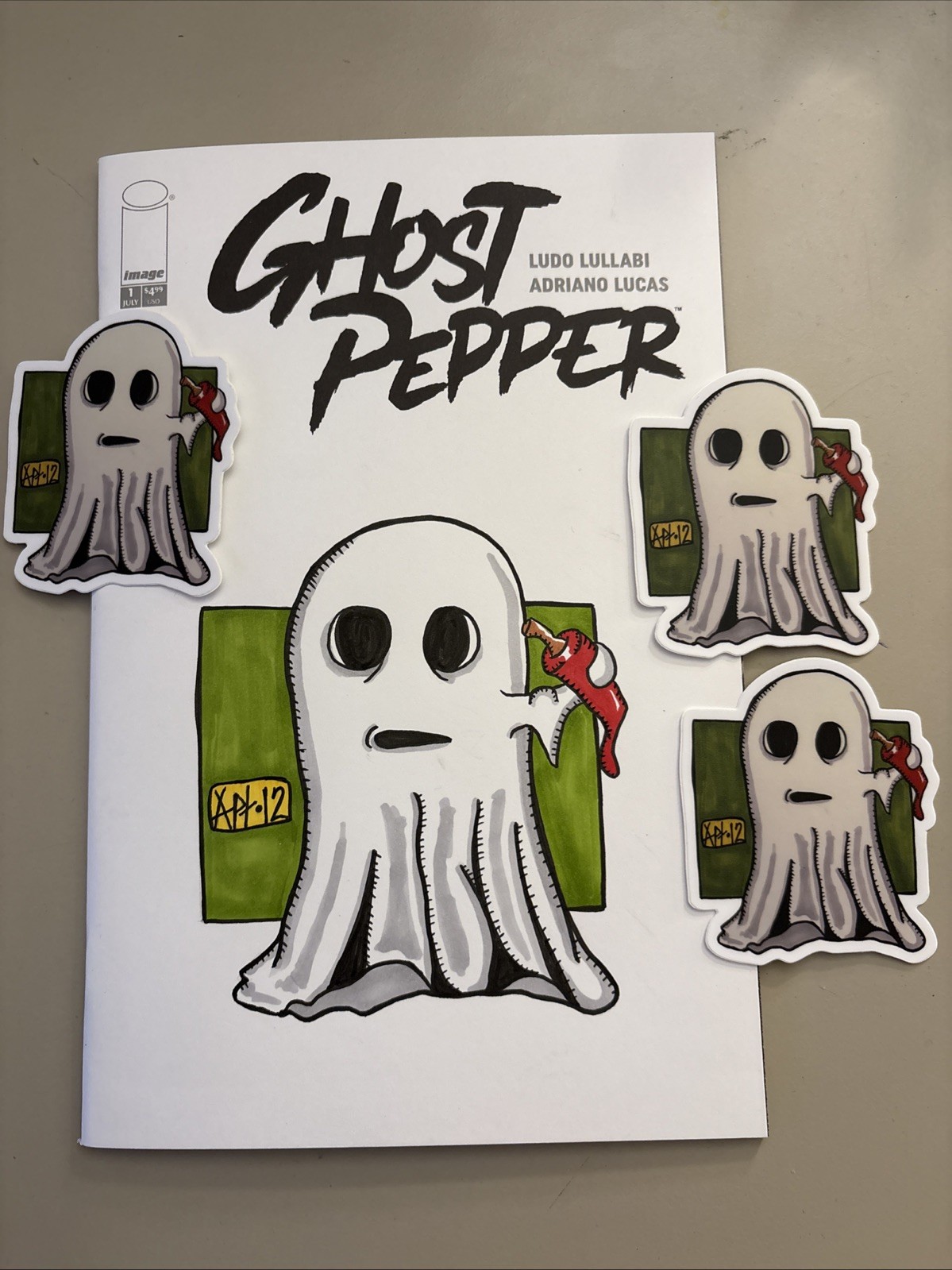 Ghost Pepper #1 (Blank Variant, Image Comics 2025) Sketch By Apt.12 W/ Stickers