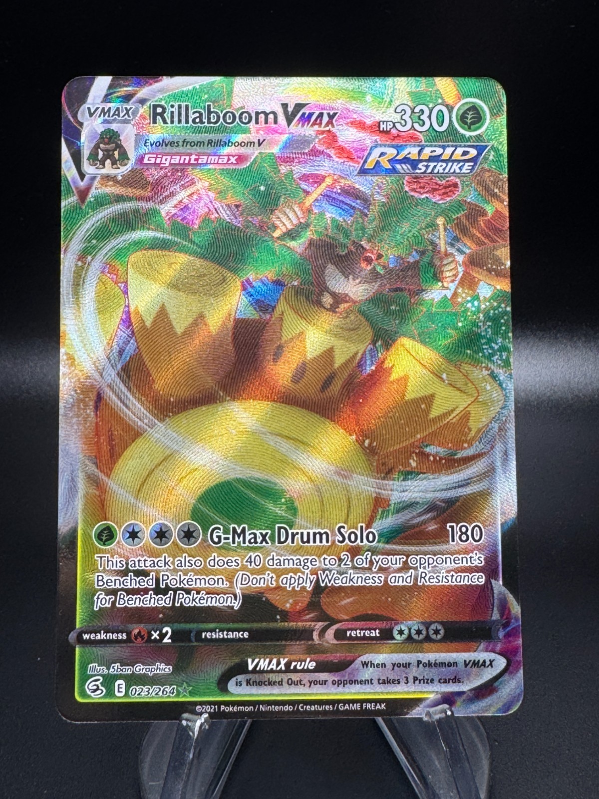 Pokemon Scudo Spada Attacco Fusione RILLABOOM VMAX Ultra Raro #023/264