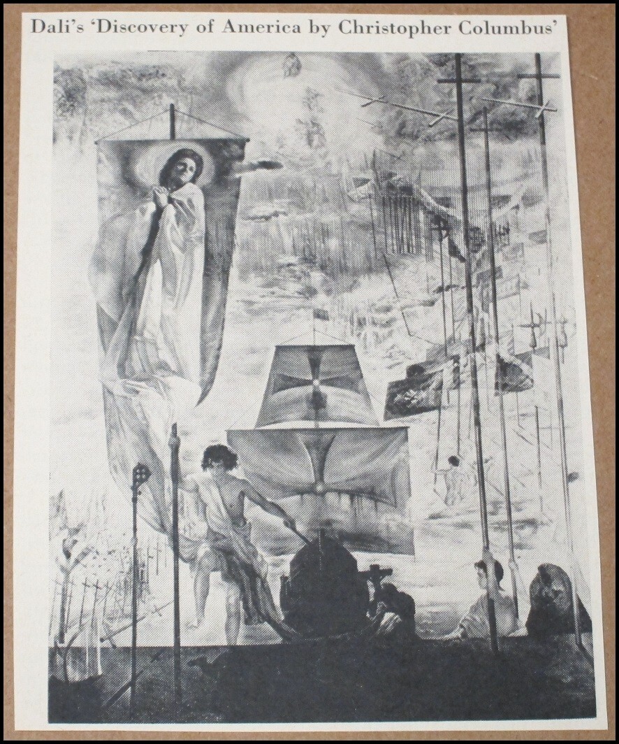 1964 Salvador Dalì La scoperta dell'America di Cristoforo Colombo Clipping