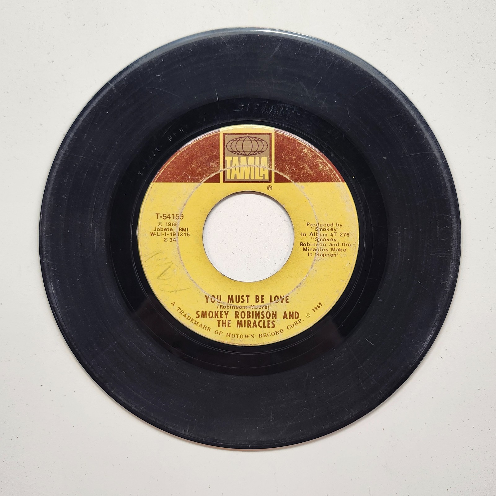 JoeyGQ NICE 45 RPM RECORD RARE "SMOKIE ROBINSON AND THE MIRACLES" 1967 SEE VIDEO