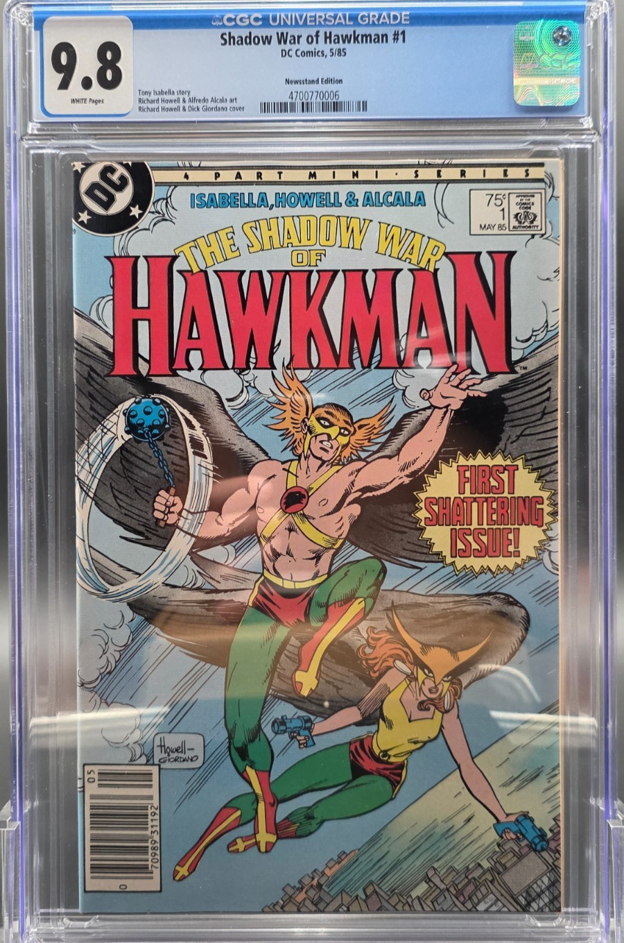 🔥DC COMICS VINTAGE RARO🔥SHADOW WAR OF HAWKMAN 1 CGC 9.8 EDICOLA PAGINE BIANCHE