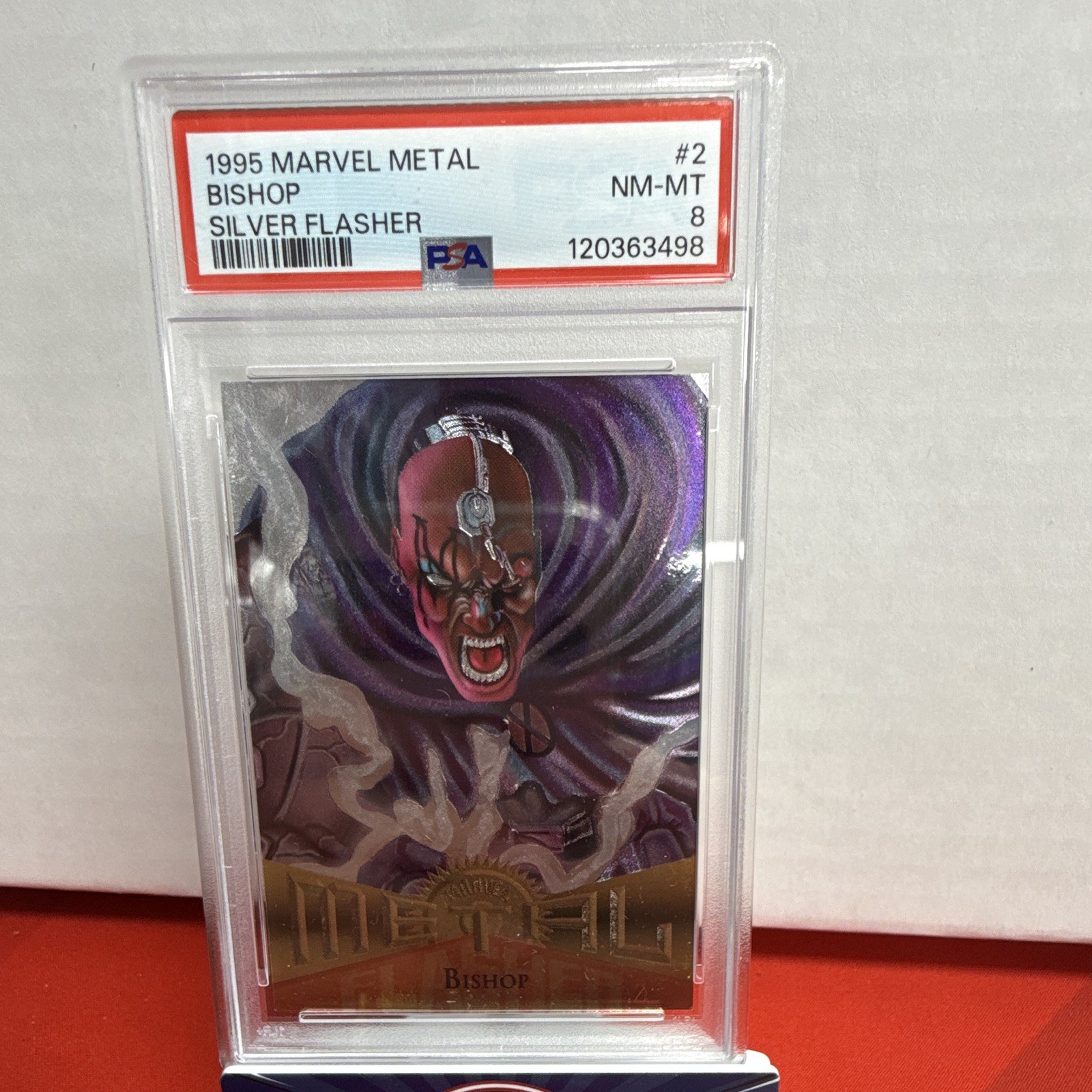 Fleer 1995 Marvel Metal X-Men Bishop #2 Silver Flasher Chase PSA 8