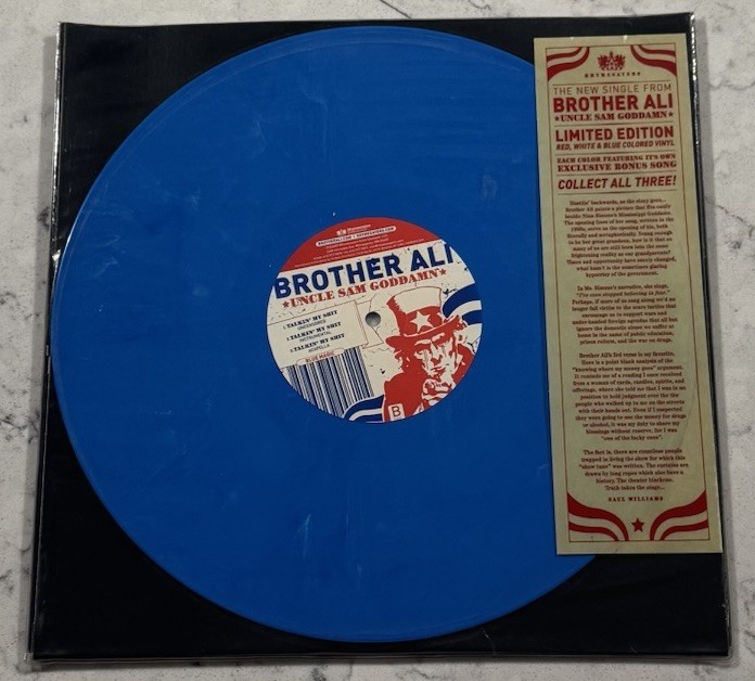 Brother Ali Uncle Sam Goddamn Blue Vinyl 12" Rhymesayers 2007 Limited RARE