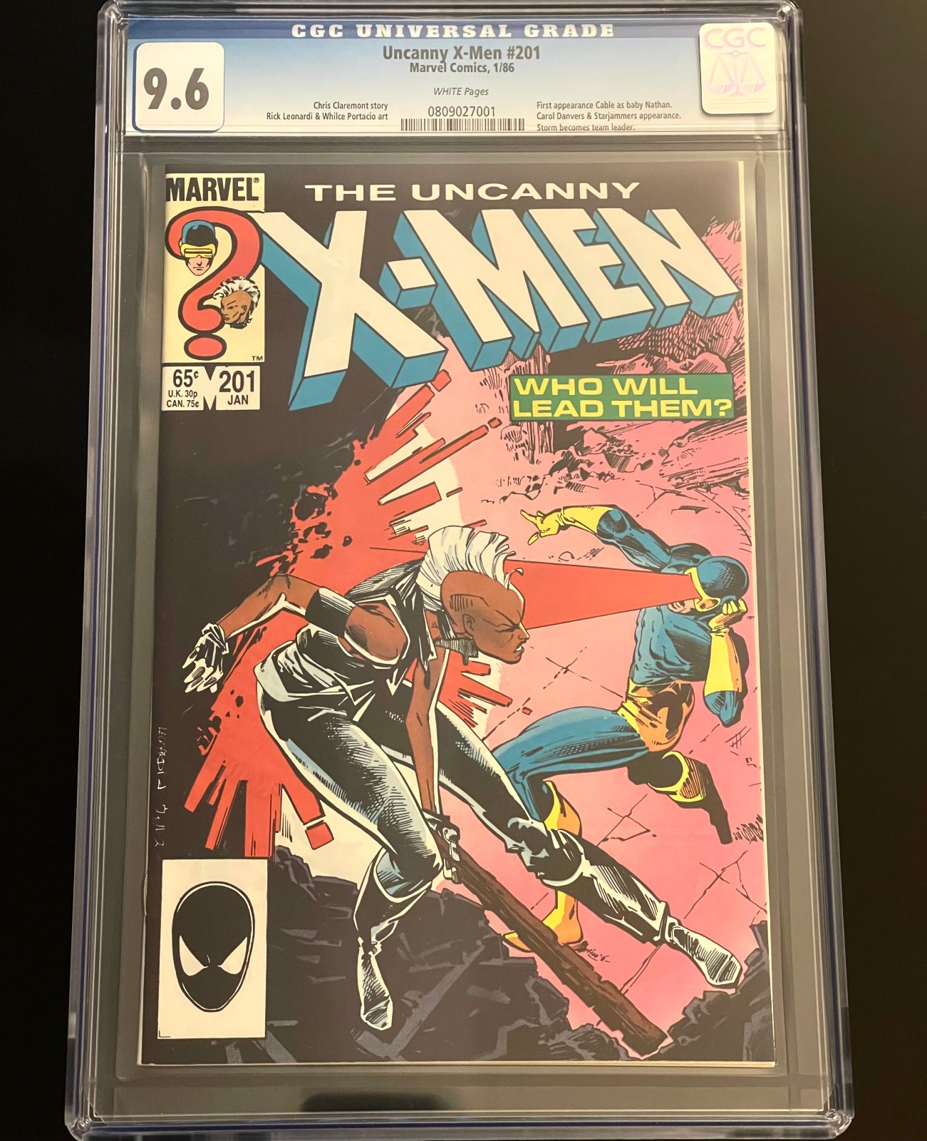 UNCANNY X-MEN #201 CGC 9.6 -WT PGS- 1° APP CAVO BAMBINO - 1° TEMPESTA CAVI X-MEN