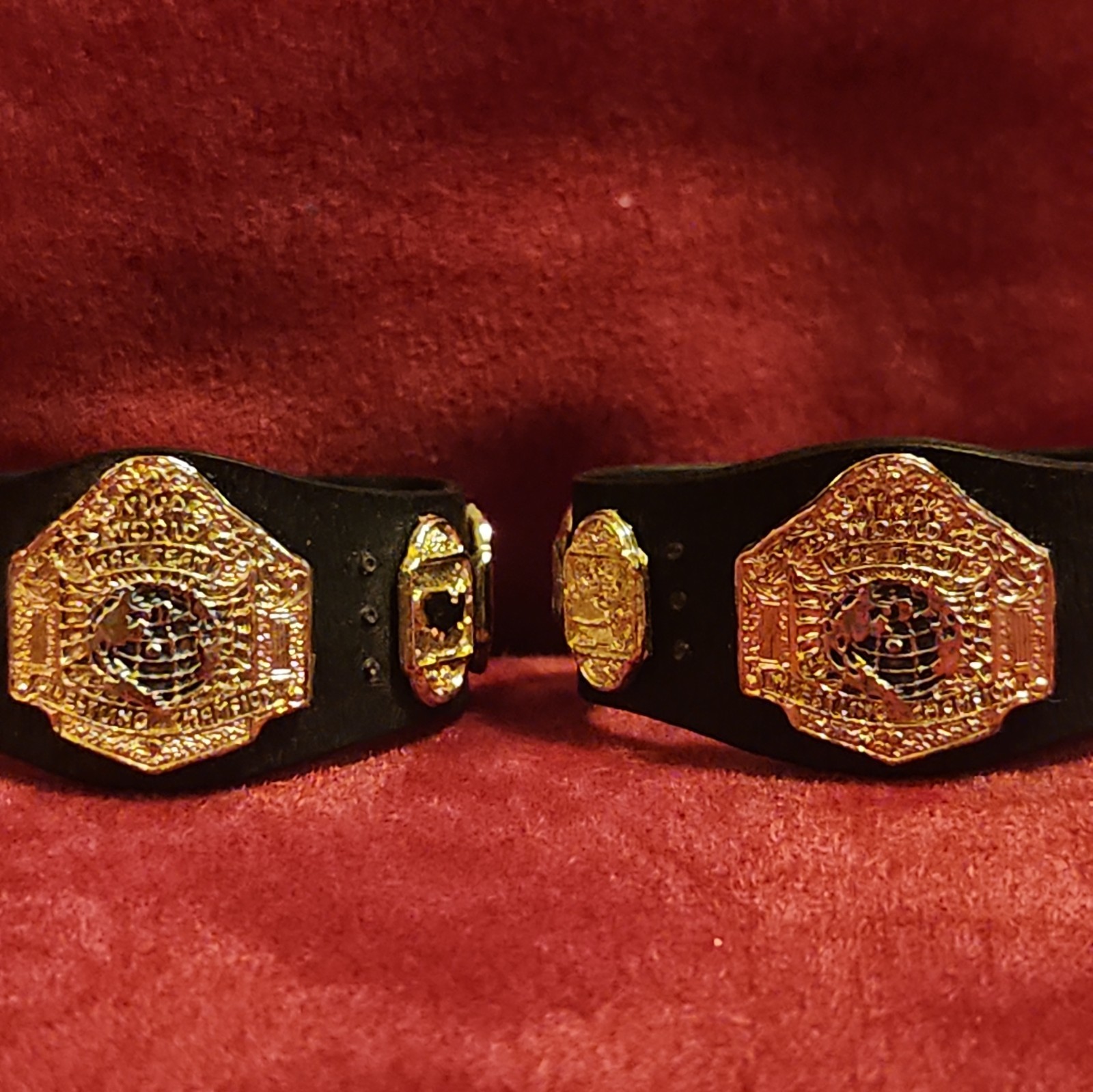 2 NWA World Tag Team Championship Belts Action Figure TNA Rare Gold Globe