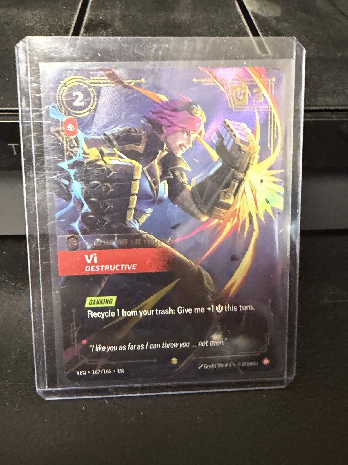 Riftbound TCG Vi Destructive Vendetta (VEN) 167/166 RARE IN HAND OVERNUMBER