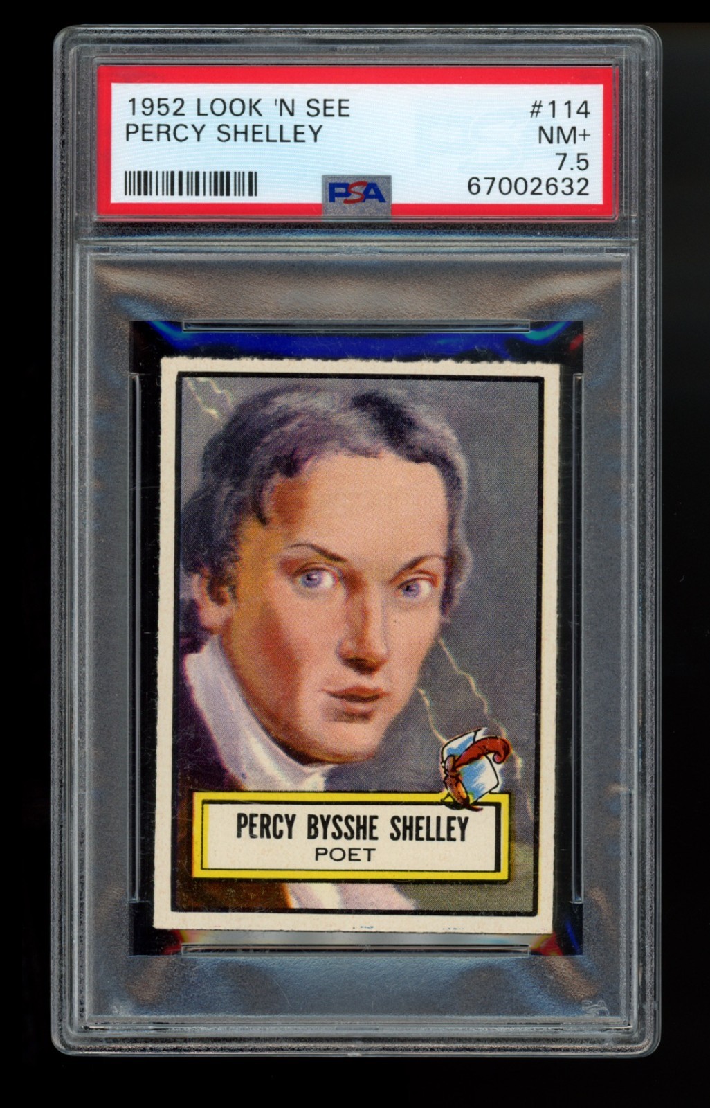 1952 Topps Look 'N See #114 - Percy Shelley - Poeta - PSA 7,5 NM+