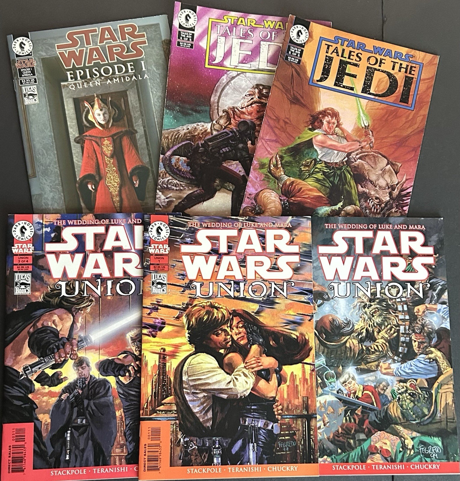 Lotto 6 fumetti Star Wars Dark Horse Union #1-3 Tales Jedi #4-5 Queen Amidala
