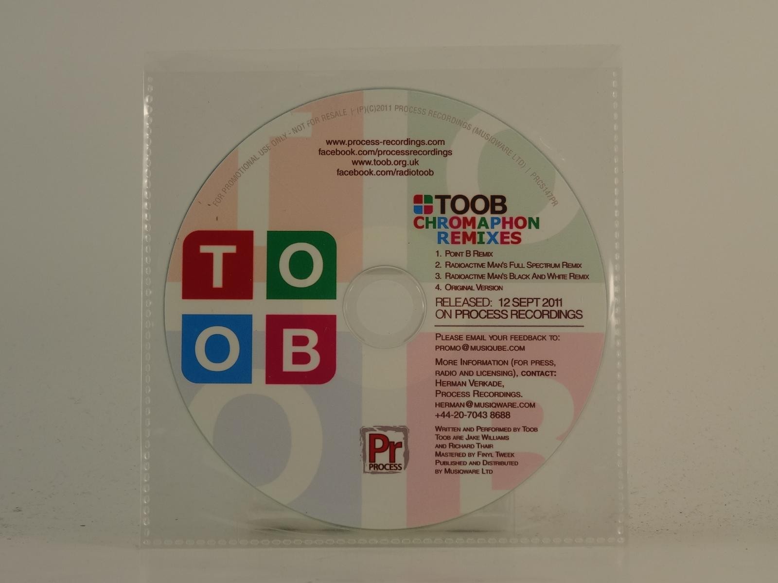 TOOB CHROMAPHON (H1) 4 Track Promo CD Single including Plastic Sleeve PROCESS