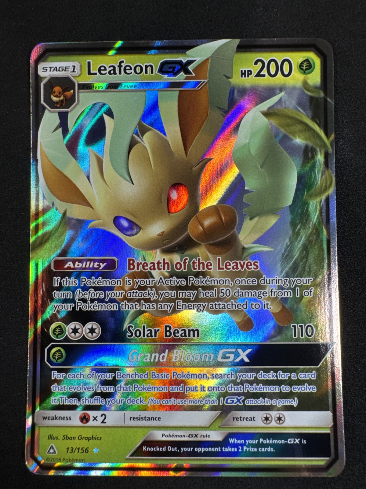 Leafeon GX 13/156 Sm-Ultra Prism Holo Sole e Luna Pokemon