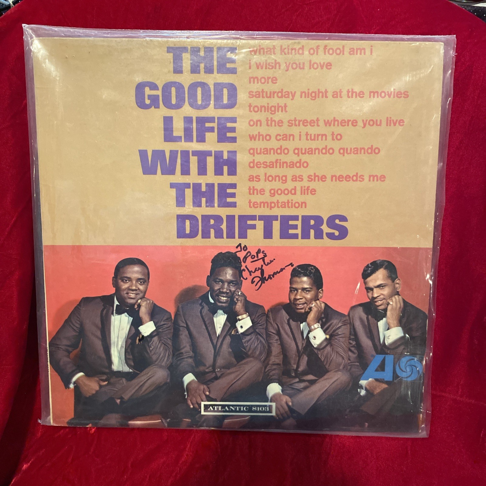 The Drifters–The Good Life With The Drifters ATL-8103 LP G Vinyl-signed C.Thomas
