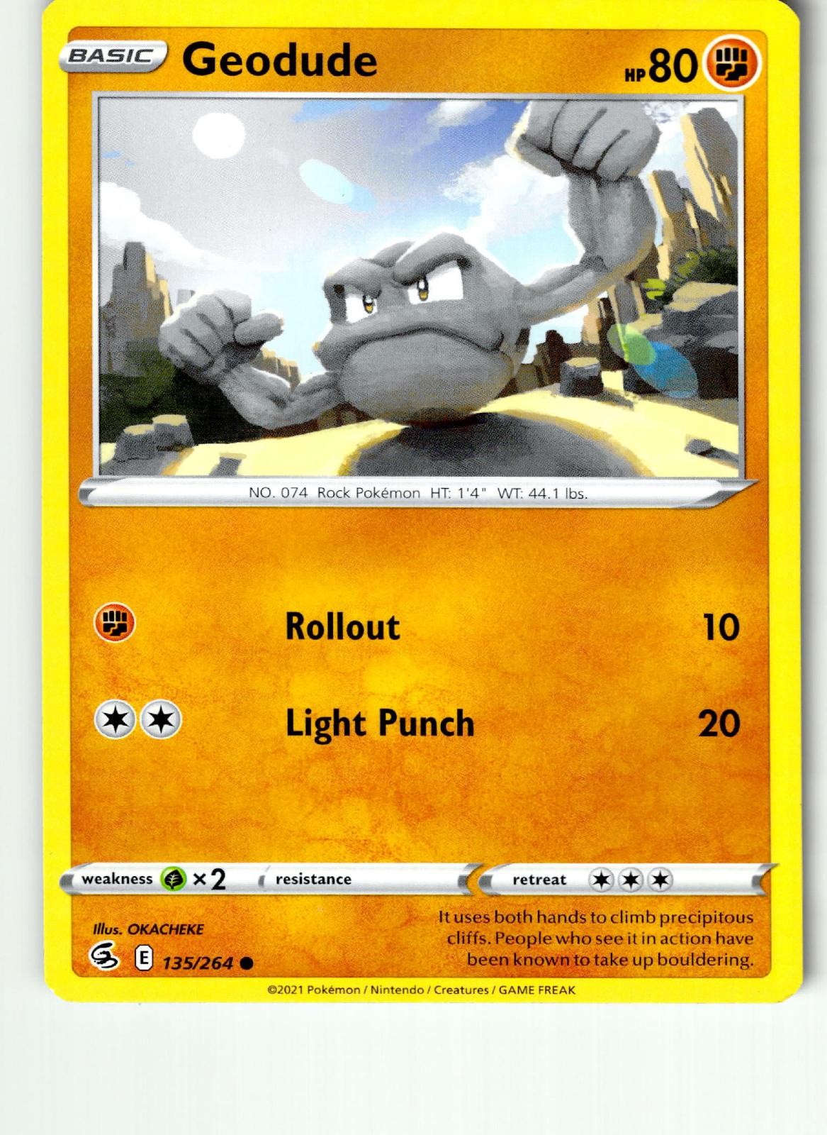 Geodude 135/264 Common Fusion Strike Pokemon leggermente giocato