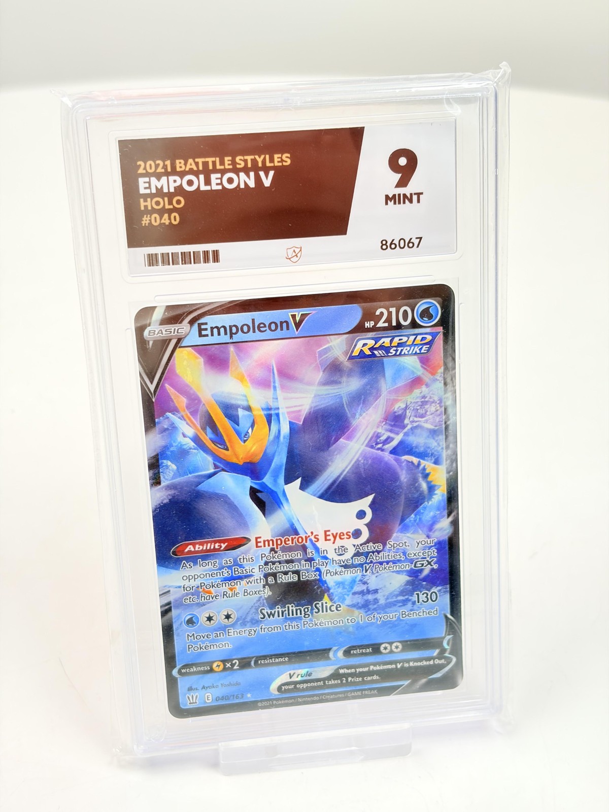 Pokémon TCG Empoleon V Water 2021 Battle Styles Holo #040 Full Art ACE Graded 9