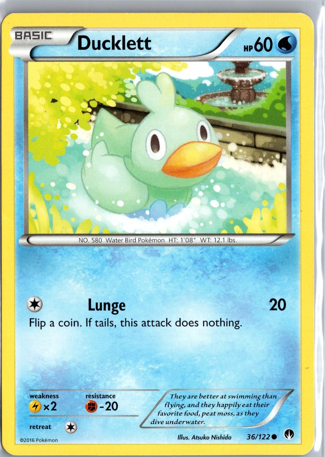Ducklett 36/122 Pokemon comune punto di rottura giocato moderatamente