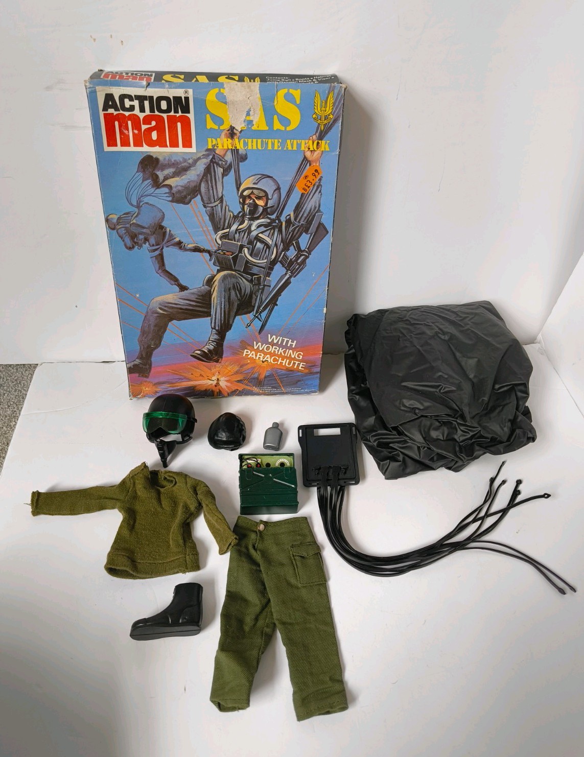 Costume vestito vintage Action Man SAS attacco paracadute.Palitoy 