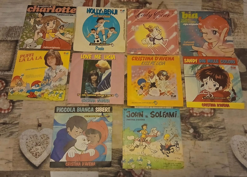 10 dischi 45 giri Bia Holly e Benji Lady Oscar Charlotte Magica Emi