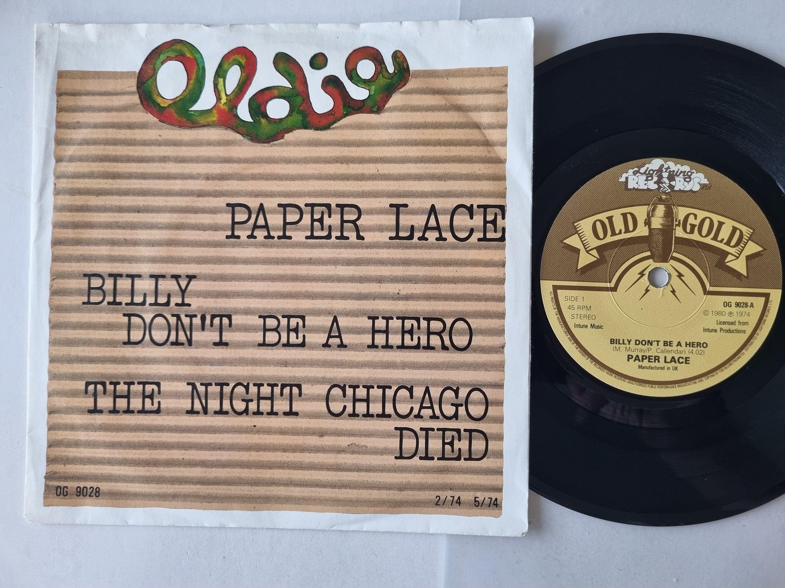Paper Lace - Billy Don't Be A Hero / The Night Chicago Died 7'' Vinyl UK