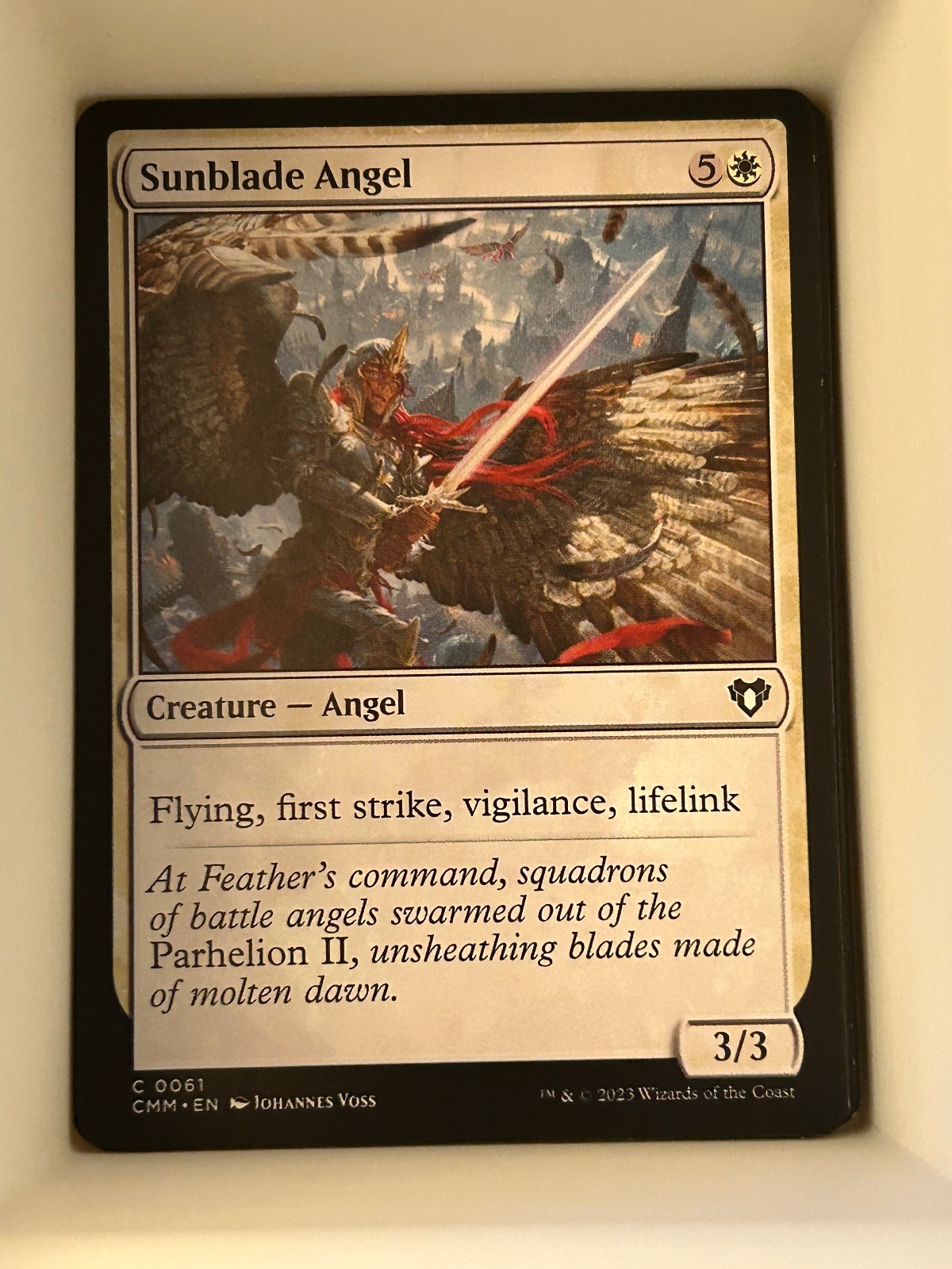 Sunblade Angel 61 Common Commander Masters Magic: The Gathering Near Mint